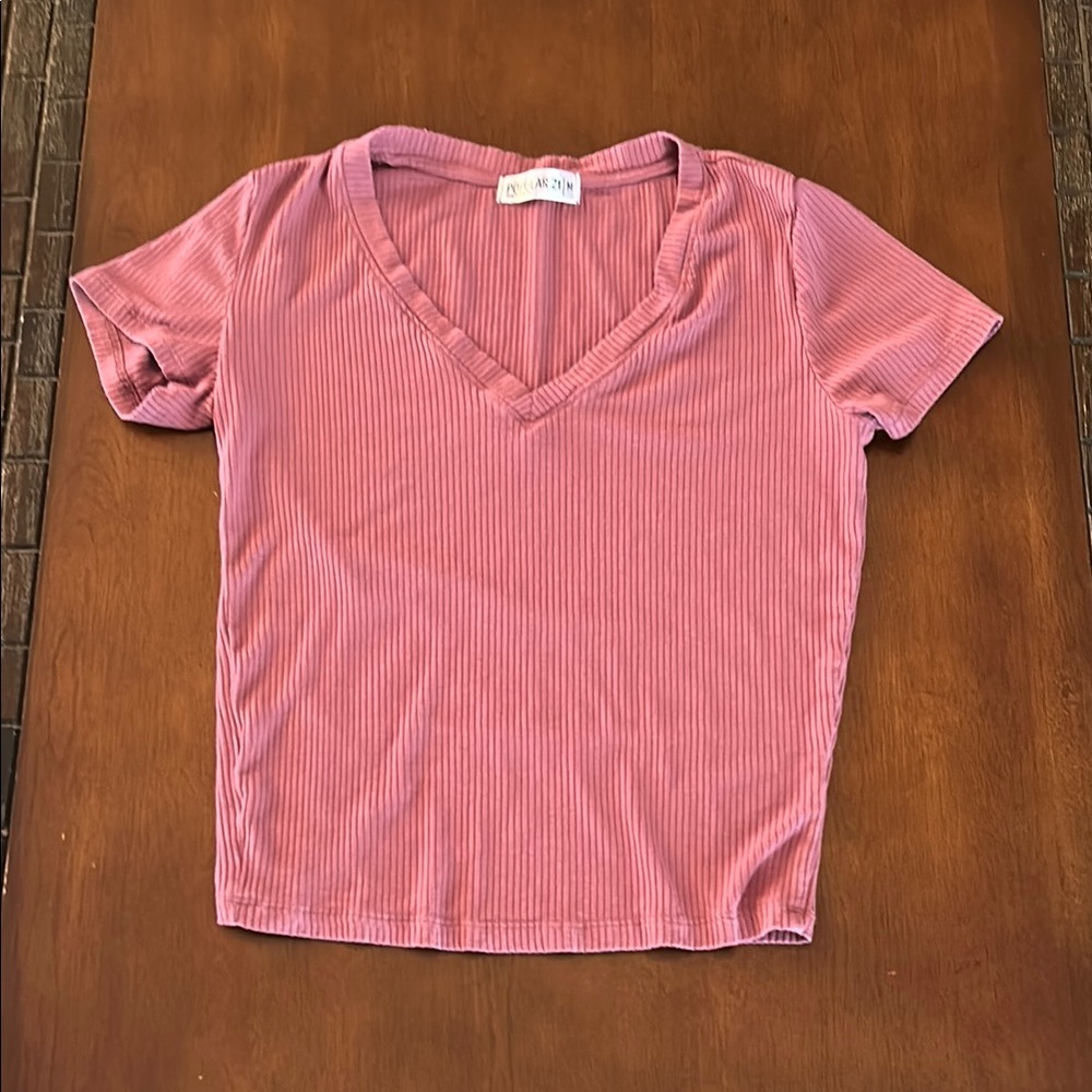 Women's Pink V-Neck Top